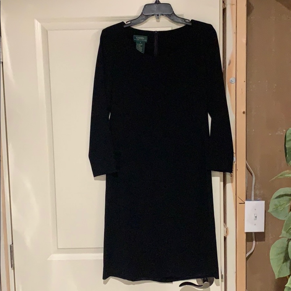 Lauren black long sleeve sheath dress